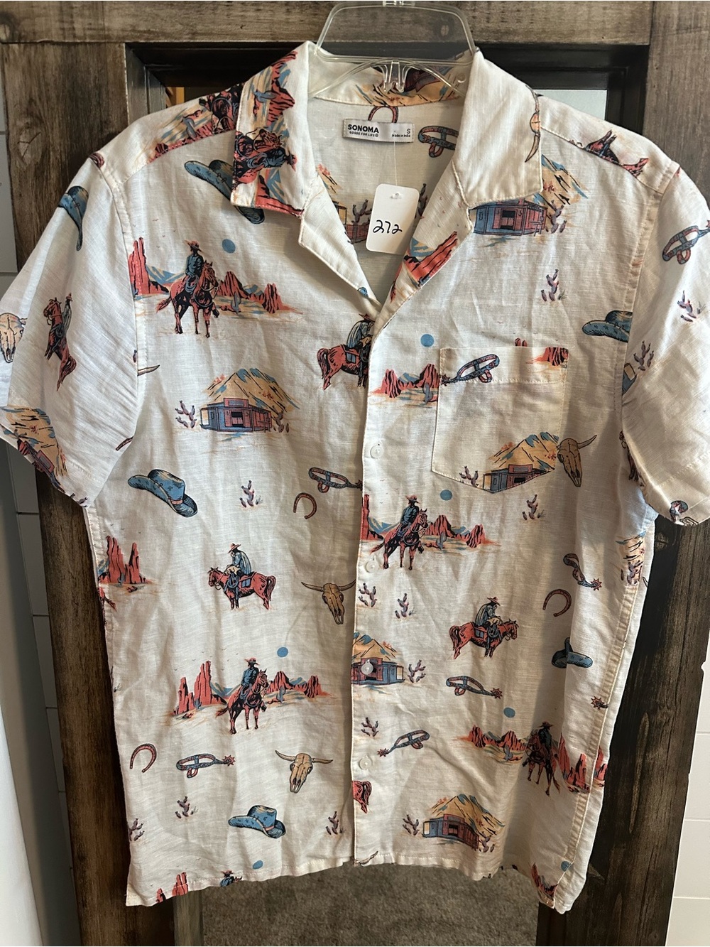 Sonoma Goods For Life S Western Cowboy Linen Blend Shirt Desert Ranch Print